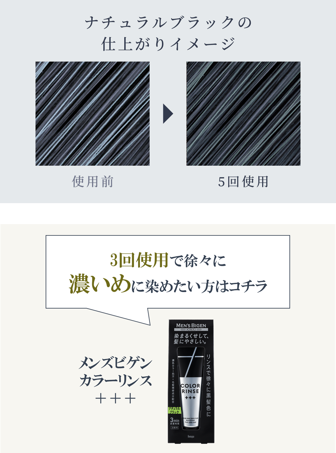 メンズビゲン カラーリンスで、あなたのペースで白髪ケア｜商品詳細